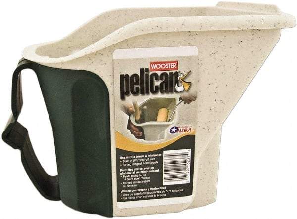 Wooster Brush - 1 Qt, 6-1/2" High, Polypropylene Square Off White Single Pail with Pour Spout - Handle Included, 8-1/2" Top Length x 7" Top Width - Exact Industrial Supply