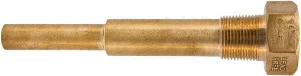Winters - 6-3/4 Inch Overall Length, 3/4 Inch Thread, Brass Thermowell - 5 Inch Insertion Length - Exact Industrial Supply