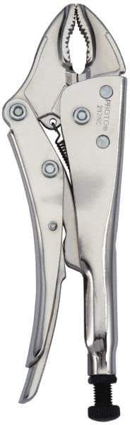 Proto - 10" OAL Curved Jaw Locking Pliers - 25/64" Jaw Width, 1-1/2" Jaw Depth, Steel Handle - Exact Industrial Supply
