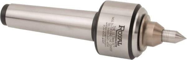 Royal Products - Straight Shank, 2-1/4" Head Diam Live Center - 5,000 Max RPM, 1.69" Long Case, 1/2" Point Diam, 0.94" Point Len, 350 Lb Max Workpiece, Spring Loaded Point - Exact Industrial Supply