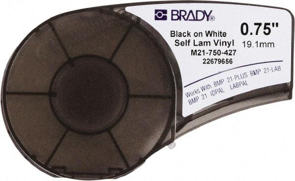 Brady - 3/4" Wide x 168" Long, Translucent & White Vinyl Tape - For BMP21 Plus Portable Label Printer, IDPAL Handheld Label Maker - Exact Industrial Supply