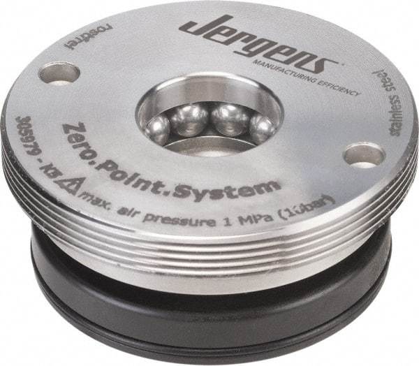 Jergens - ZPS Pneumatic CNC Quick Change Clamping Module - 1 Module Center, M10 Top Mount, 6,000 kN Retention Force, 6 bar (87 Lb/Sq In) Unlocking Pressure, 0.02mm Repeatability - Exact Industrial Supply