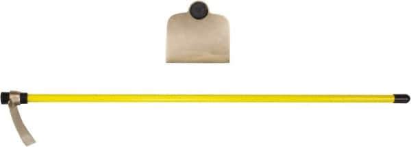 Ampco - 6-1/2" High x 7-3/4" Wide Square Aluminum Bronze Hoe - 55" Long Fiberglass Straight Handle, No Step - Exact Industrial Supply