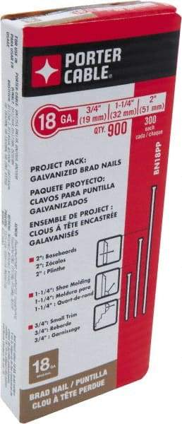Porter-Cable - 18 Gauge 2" Long Brad Nails for Power Nailers - Steel, Galvanized Finish, Smooth Shank, Straight Stick Collation, Brad Head, Chisel Point - Exact Industrial Supply