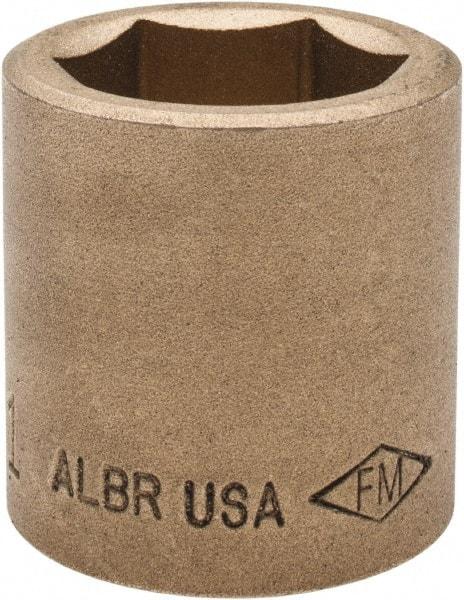 Ampco - 1", 1/2" Drive, Standard Hand Socket - 6 Points, 1-1/2" OAL, Aluminum Bronze - Exact Industrial Supply