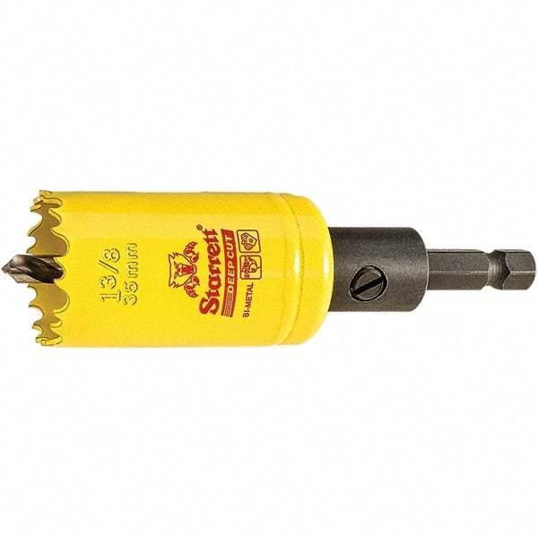 Starrett - 1-3/8" Diam, 2" Cutting Depth, Hole Saw - High Speed Steel Saw, Toothed Edge - Exact Industrial Supply