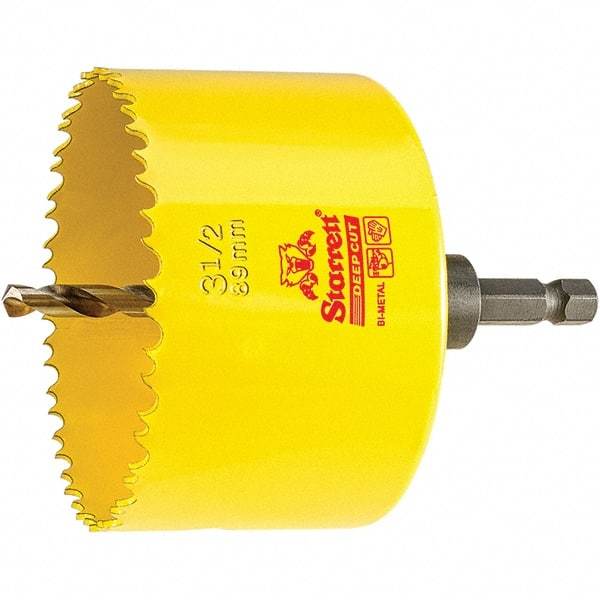 Starrett - 3-1/2" Diam, 2" Cutting Depth, Hole Saw - High Speed Steel Saw, Toothed Edge - Exact Industrial Supply