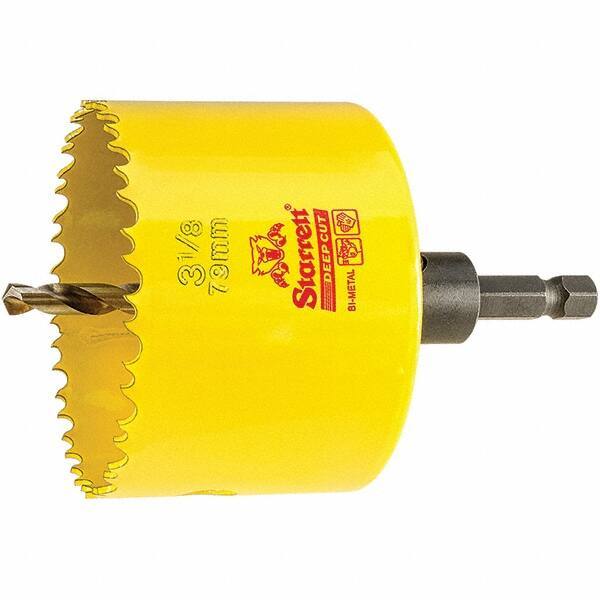 Starrett - 3-1/8" Diam, 2" Cutting Depth, Hole Saw - High Speed Steel Saw, Toothed Edge - Exact Industrial Supply