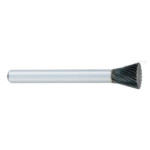 SN-1 -1/4 × 5/16 LOC × 1/4 Shank × 2 OAL Inverted Taper Carbide Medium Right Hand Spiral Burr - Exact Industrial Supply