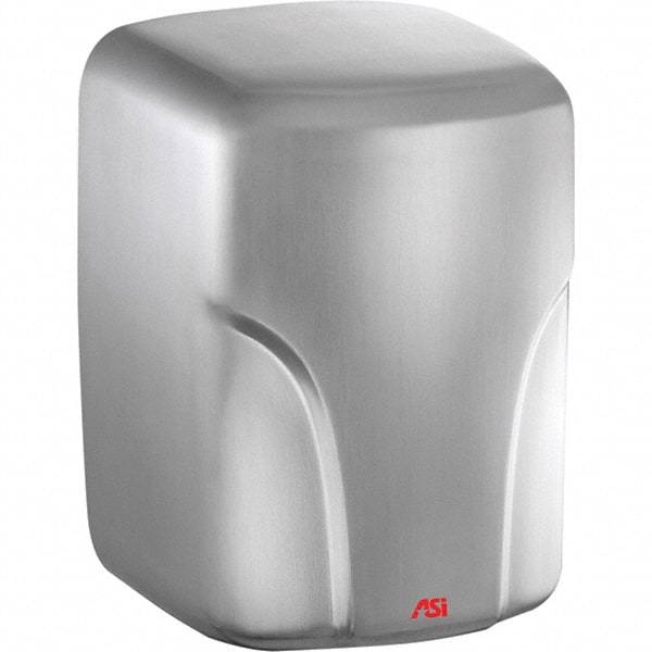 ASI-American Specialties, Inc. - 1600 Watt Satin Stainless Steel Finish Electric Hand Dryer - 220-240 Volts, 7.3 Amps, 8-1/16" Wide x 11-19/64" High x 7-5/64" Deep - Exact Industrial Supply