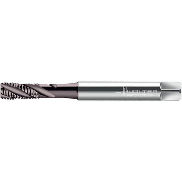 Walter-Prototyp - #4-48 UNF 3 Flute 2B/3B Semi-Bottoming Spiral Flute Tap - High Speed Steel, TiAlN Finish, 56mm OAL, Right Hand Flute, Right Hand Thread, Series TC117 - Exact Industrial Supply