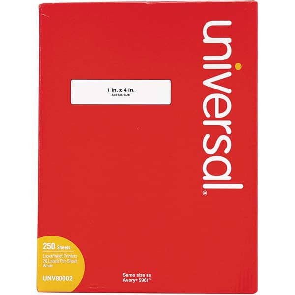 UNIVERSAL - Labels, Ribbons & Tapes Type: Multipurpose Color: White - Exact Industrial Supply