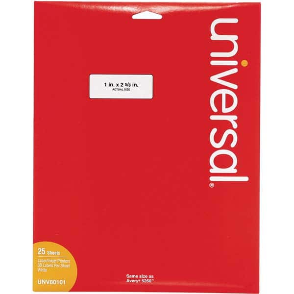 UNIVERSAL - Labels, Ribbons & Tapes Type: Multipurpose Color: White - Exact Industrial Supply