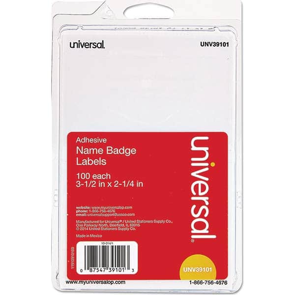 UNIVERSAL - Labels, Ribbons & Tapes Type: Badges Color: White - Exact Industrial Supply