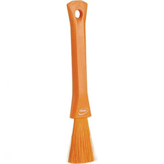 Vikan - 2-1/4" Bristle Length, Polyester Detail Brush - 1-1/4" Long x 0.4" Wide Head, 8.07" OAL, Ergonomic Handle, Orange, Polypropylene Block - Exact Industrial Supply