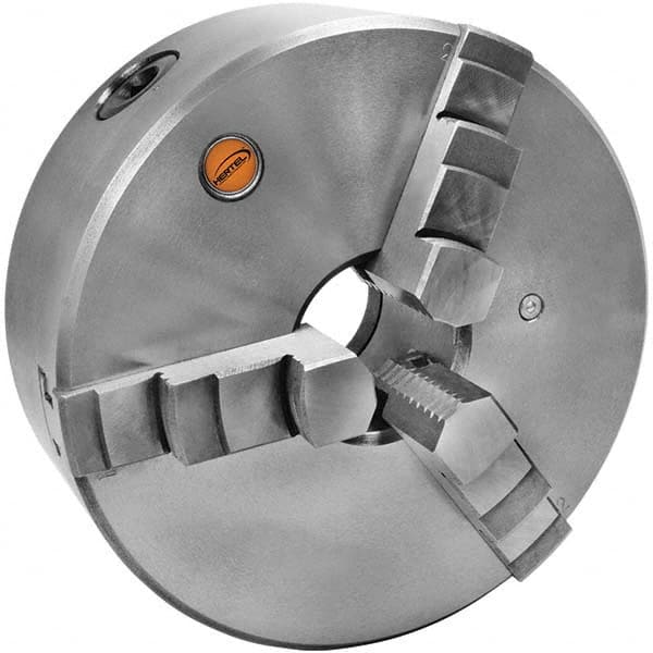 Self-Centering Manual Lathe Chuck: 3-Jaw, 4″ Dia Solid Jaws, 3,500 Max RPM