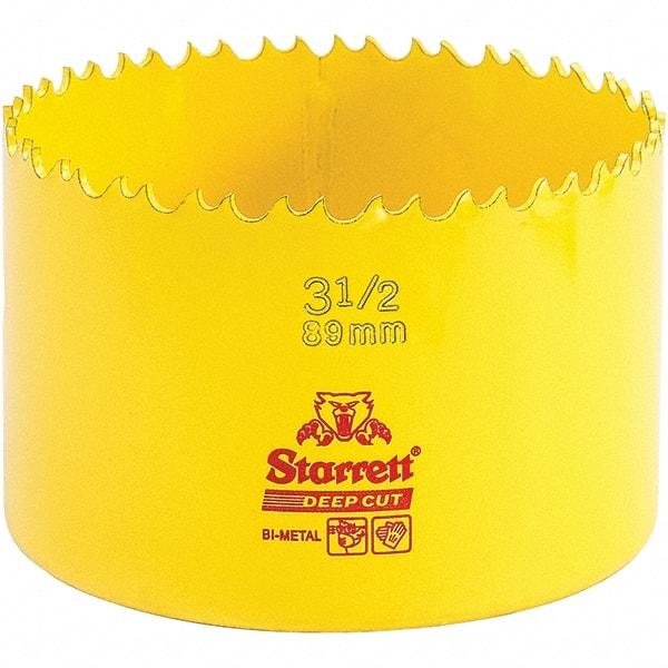 Starrett - 3-1/2" Diam, 2" Cutting Depth, Hole Saw - High Speed Steel Saw, Toothed Edge - Exact Industrial Supply