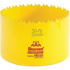 Starrett - 3-1/2" Diam, 2" Cutting Depth, Hole Saw - High Speed Steel Saw, Toothed Edge - Exact Industrial Supply
