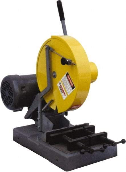 Kalamazoo - 14" Blade Diam, 1" Arbor Hole, Straight Chop & Cutoff Saw - 3,450 RPM, 5 hp, 220/440 Volts, 3 Phase - Exact Industrial Supply