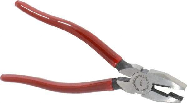 Proto - 7-1/4" OAL, 1-9/32" Jaw Length x 1-1/8" Jaw Width, Side Cutting Linesman's Pliers - Serrated Jaw, New England Style Head, Comfort Grip Handles - Exact Industrial Supply
