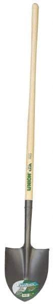 UnionTools - 11-1/2" High x 7-3/8" Wide Round Steel Shovel - 48" Long Wood Straight Handle, Front Turned - Exact Industrial Supply