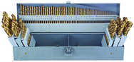 115 Pc. 3 in 1 (1/16" - 1/2" by 64ths / A-Z / 1-60) HSS TiN Coated Jobber Drill Set - Exact Industrial Supply
