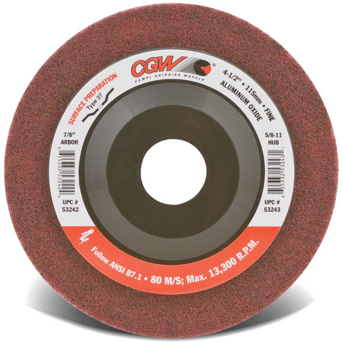 7″ × 7/8″ - Aluminum Oxide Surface Grinding Wheel - Type 27 - Maroon - Exact Industrial Supply