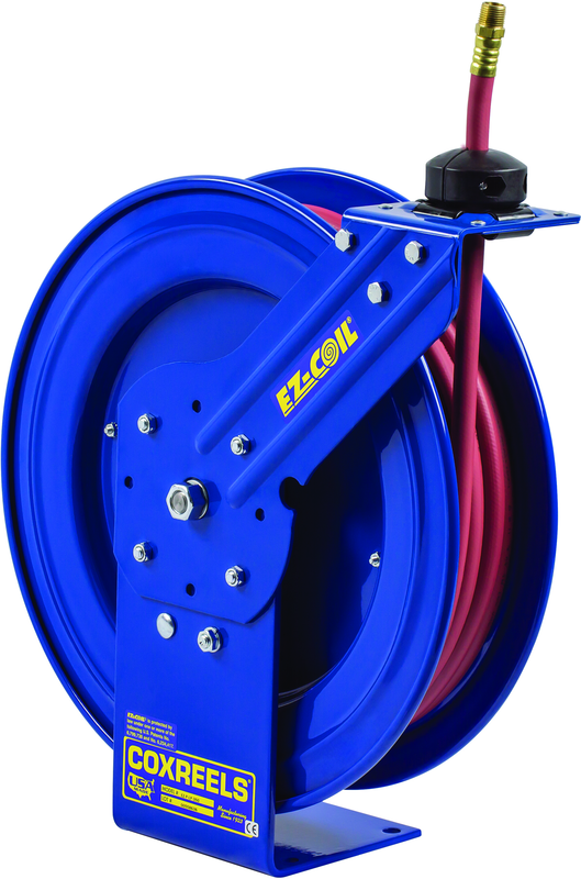 #EZ-P-LP-325 For 3/8" x 25' Hose Safety Series Spring Rewind Hose Reel - Exact Industrial Supply