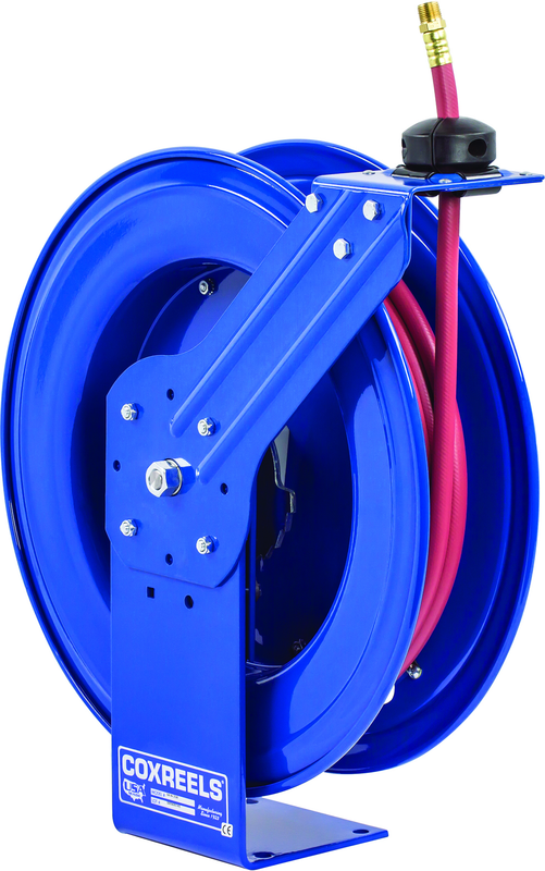 #SH-N-375 For 3/8" x 75' Hose Low Pressure Spring Rewind Hose Reel with Super Hub w/ Hose - Exact Industrial Supply