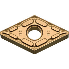DNMG 431 MQ CA6515, 1/64″ Corner Radius, 3/16″ Thick, 1/2″ Inscribed Circle, TiCnulll2O3/TiN, Diamond, Turning Indexable Insert - Exact Industrial Supply