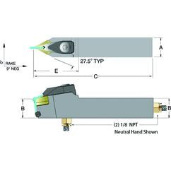 ADDPNN16-3D - 1 x 1" Neutral Toolholder - Exact Industrial Supply