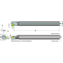 .375 Shank Coolant Thru Boring Bar- -5° (Back Boring) Lead Angle for DC_T 21.51 Style Inserts - Exact Industrial Supply