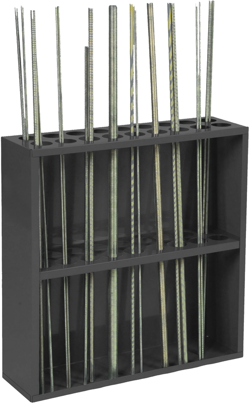 24-1/8 x 6-7/8 x 24'' - 18 Opening Threaded Rod Rack - Exact Industrial Supply
