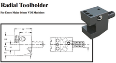 Radial Toolholder (For Emco Maier 16mm VDI Machines) - Part #: CNC86 E45.1616 - Exact Industrial Supply