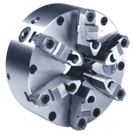 Steel Body Setrite Universal Chuck - 10" Plain Mount; 6-Jaw - Exact Industrial Supply