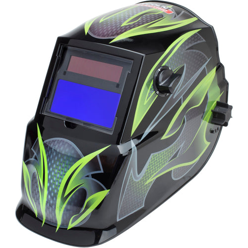 Auto-Darkening Welding Helmet with Variable Shade Lens No. 9-13 (1.73 × 3.82″ Viewing Area), Galaxis Design