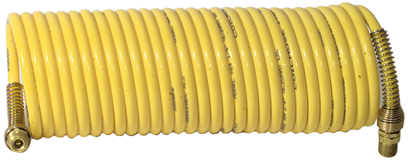 #N38-17A - 3/8 MPT x 17 Feet - Yellow Nylon - 1-Swivel x 1- Rigid Fitting(s) - Recoil Air Hose - Exact Industrial Supply