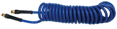 #PU3810BT - 3/8 MPT x 10 Feet - Transparent Blue Polyurethane - 1-Swivel Fitting(s) - Self-Storing Hose - Exact Industrial Supply
