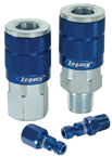 #A72458C - 1/4'' Body x 1/4 NPT (14-Pcs) - Blue Automotive Coupler & Plug Kit - Exact Industrial Supply