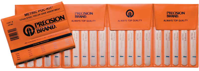 .05mm to 1mm Thickness - 5" Blade Length - Stainless Steel Feeler Gage Assortment - Exact Industrial Supply