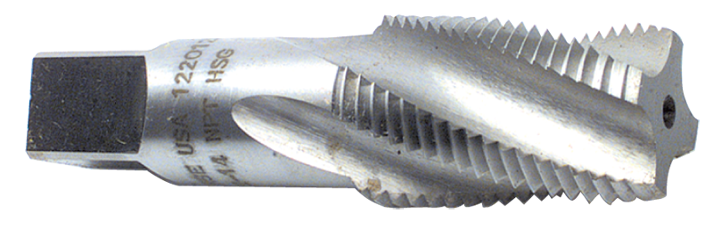 1/8-27 (lg. shk.) Dia. - 4 FL - HSS - Bright Spiral Flute Taper Pipe Tap - Exact Industrial Supply