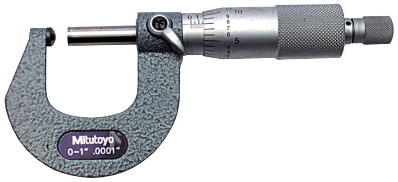 0 - 1'' Measuring Range - .0001 Graduation - Ratchet Thimble - Carbide Face - Ball Anvil & Spindle Micrometer - Exact Industrial Supply