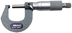 0 - 1'' Measuring Range - .0001 Graduation - Ratchet Thimble - Carbide Face - Ball Anvil & Spindle Micrometer - Exact Industrial Supply