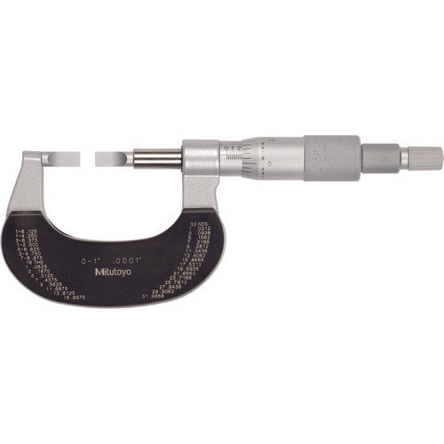 0-1″ Measuring Range-0.0001″ Graduation - Ratchet Thimble - High Speed Steel Face - Blade Micrometer - Exact Industrial Supply