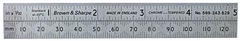 #599-314-605-1 - 6'' Long - 5R Graduation - 3/4'' Wide - Chrome Finish Tempered Steel Hook Rule - Exact Industrial Supply