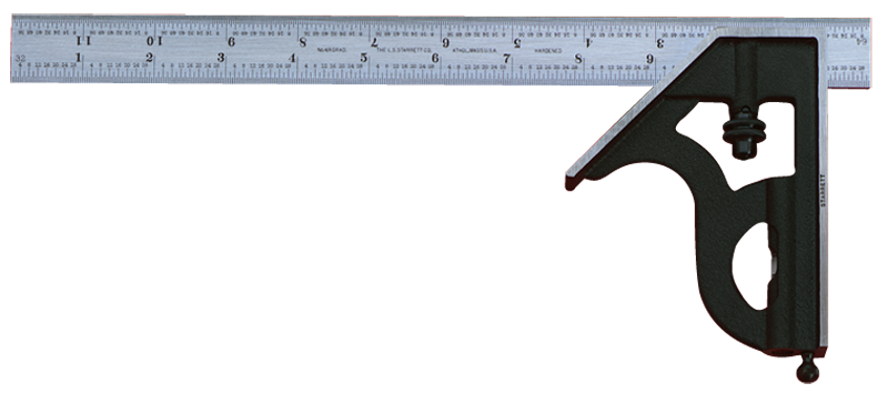 #11H-6-16R - 6'' - 16R Graduation - Regular Blade - 2 Piece Combination Square Set - Exact Industrial Supply