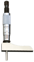#443Z9RL - 0 - 9'' Measuring Range - Ratchet Thimble - Depth Micrometer with Half Base - Exact Industrial Supply