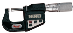 #733XFL-1 -  0 - 1" / 0 - 25mm Measuring Range - .00005/.001mm Resolution - Friction Thimble - Carbide Face - Electronic Outside Micrometer with Letter of Certification - Exact Industrial Supply