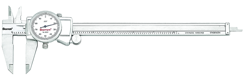 #3202-8 - 0 - 8" Stainless Steel Dial Caliper with .001" Graduation - Exact Industrial Supply