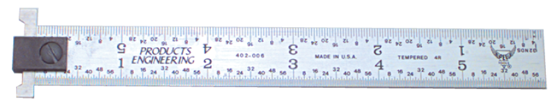 #402-H18 - 18'' Long - 4R Graduation - 1-1/8'' Wide - Hook Rule - Exact Industrial Supply